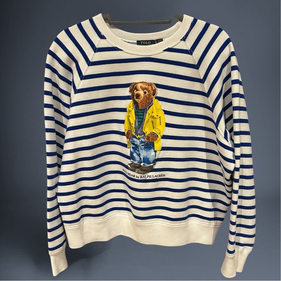 Ralph Lauren Tops - RALPH LAUREN Polo Bear Striped Fleece Sweatshirt MINT condition SOLD OUT